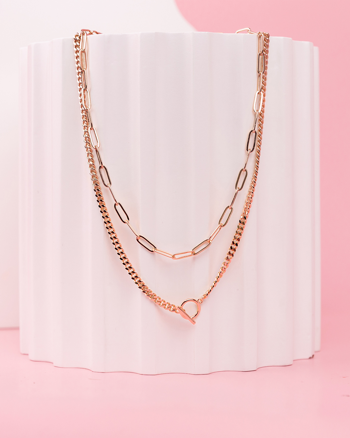 Layered Chain Circle Necklace