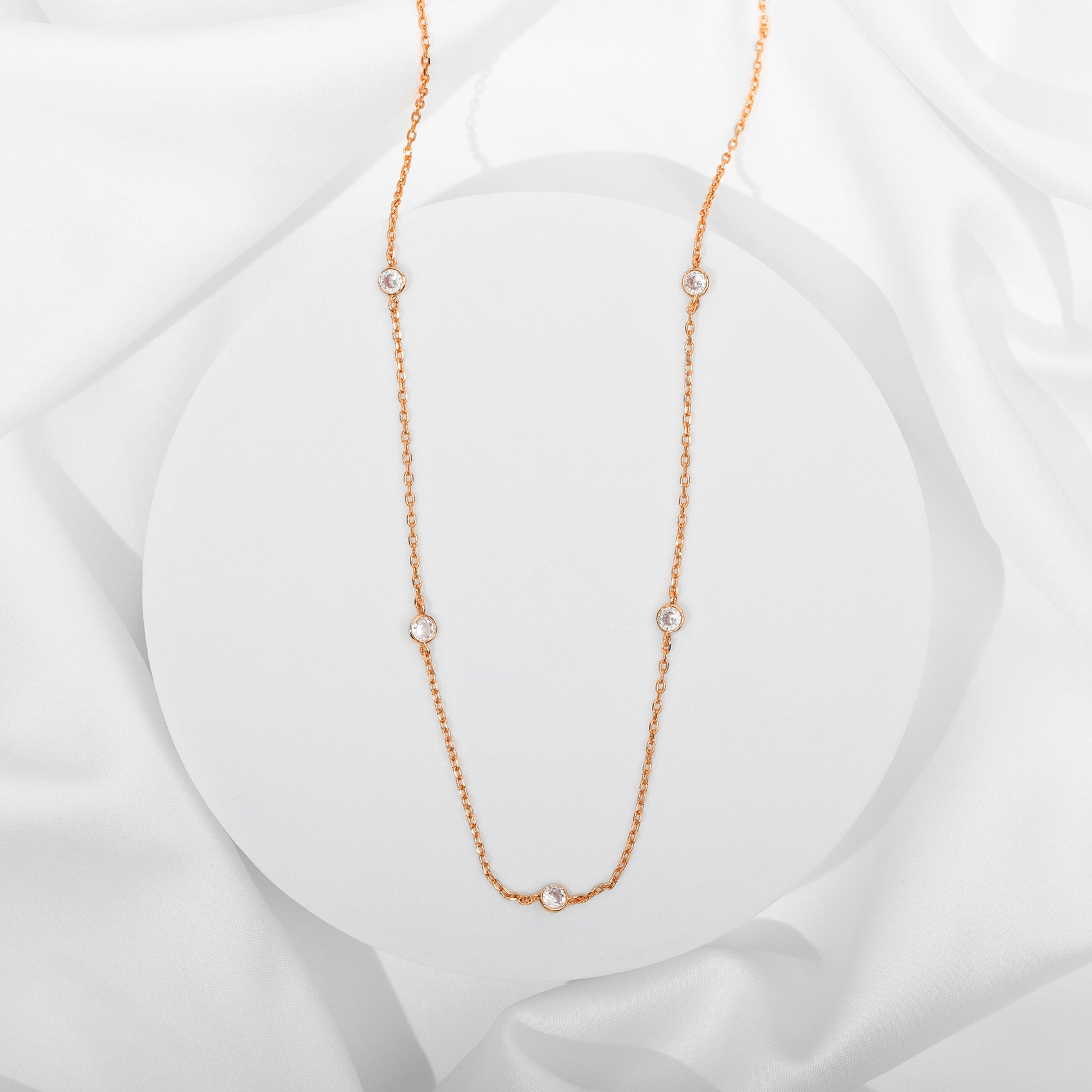 Simulated Diamond Station Necklace