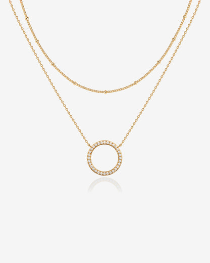 Layered Open Circle Pendant Necklace