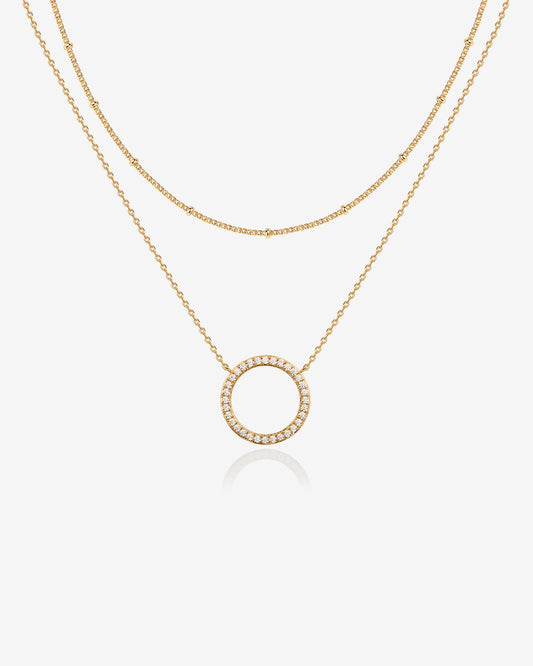 Layered Open Circle Pendant Necklace