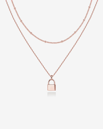 Layered Lock Pendant Necklace