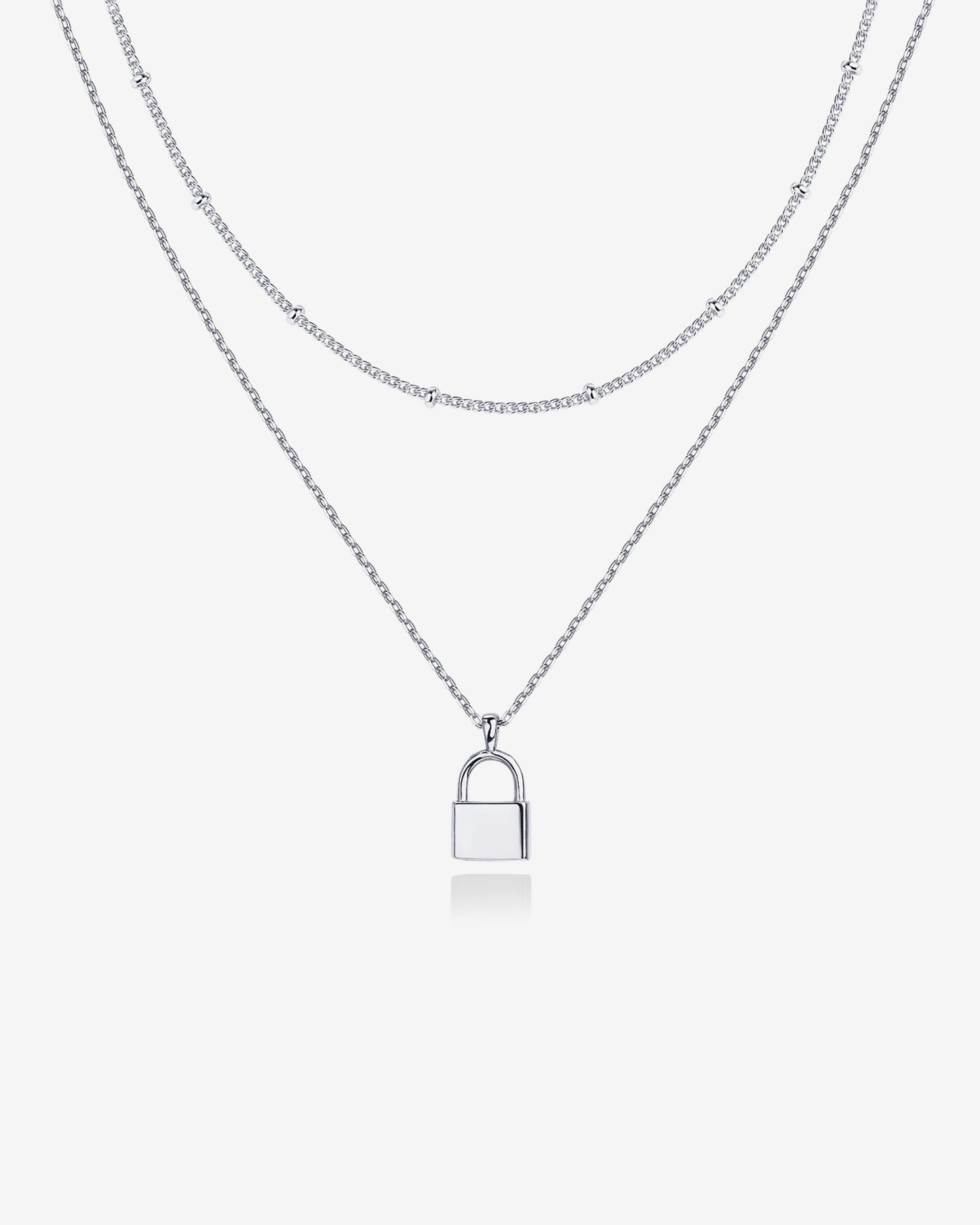 Layered Lock Pendant Necklace