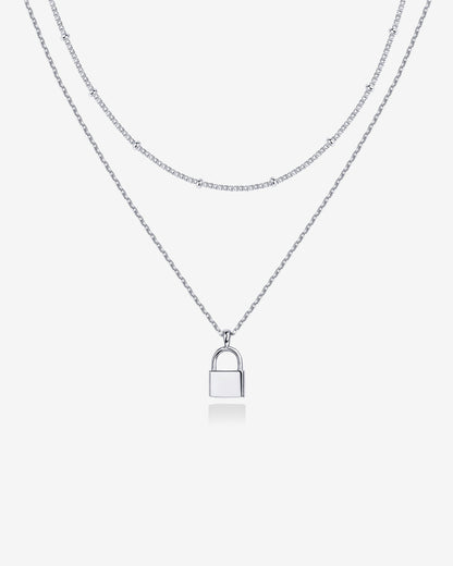 Layered Lock Pendant Necklace