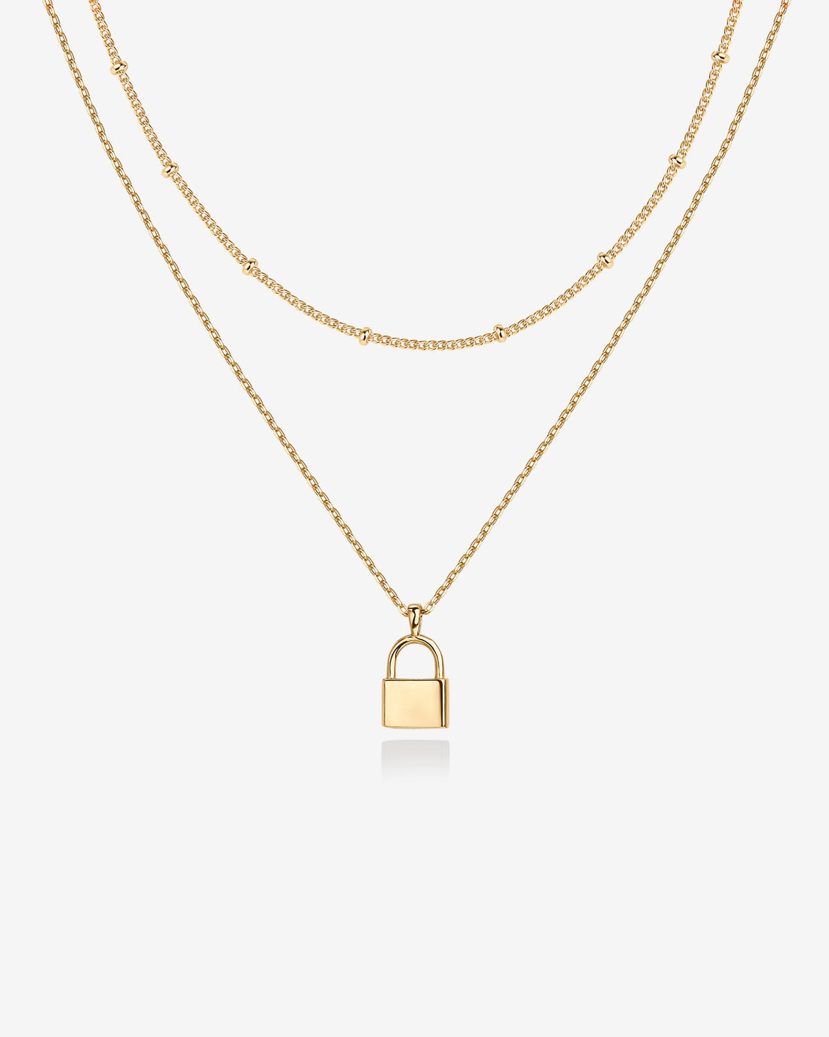 Layered Lock Pendant Necklace