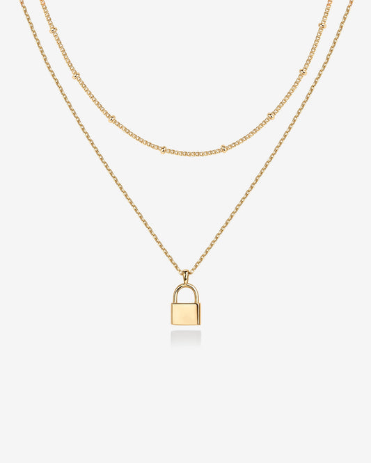 Layered Lock Pendant Necklace