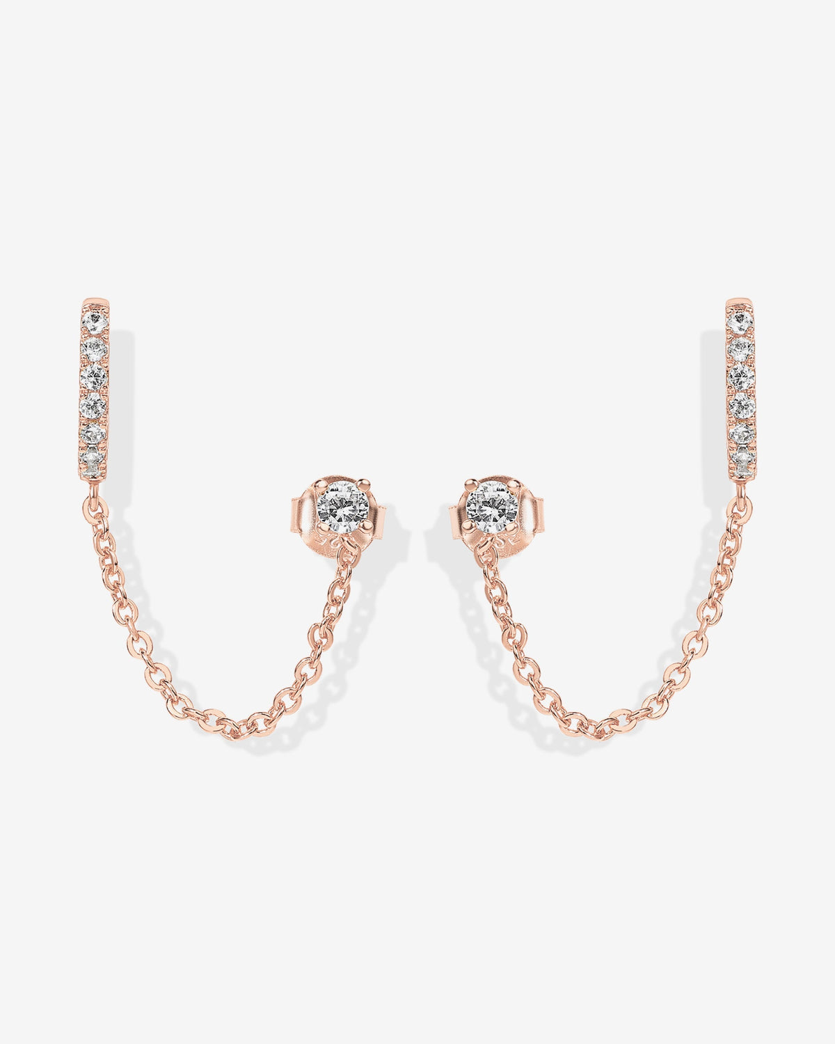Chained Huggie Hoop with CZ Stud