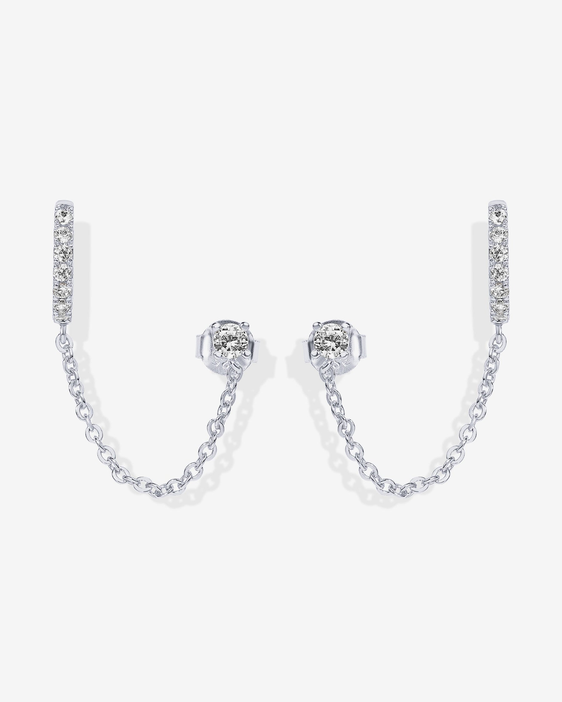 Chained Huggie Hoop with CZ Stud