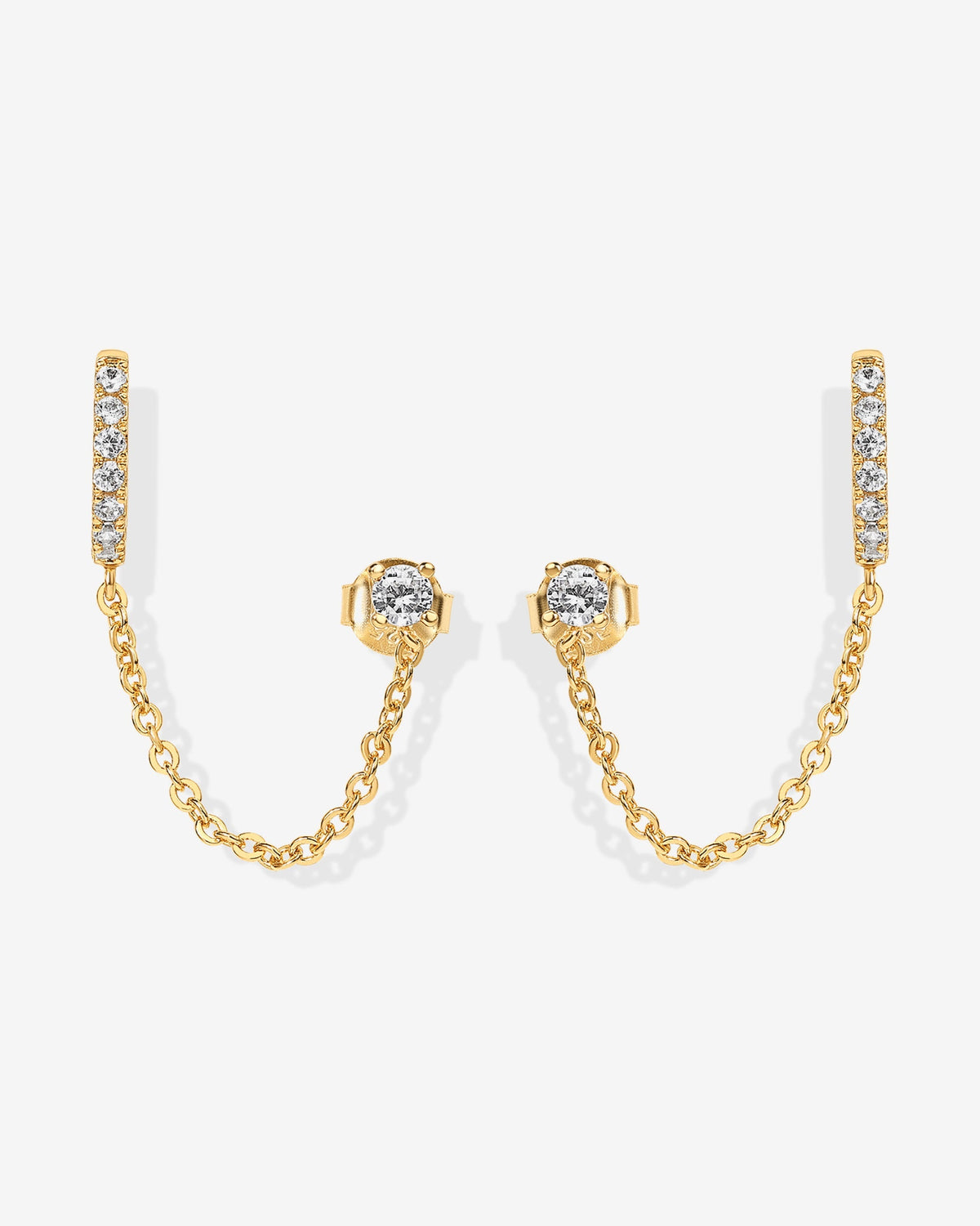 Chained Huggie Hoop with CZ Stud