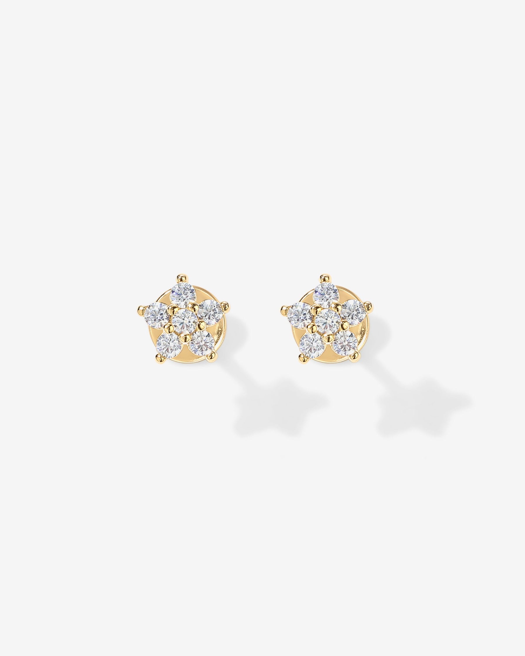 Shinny Flower Stud Screw Back Earrings