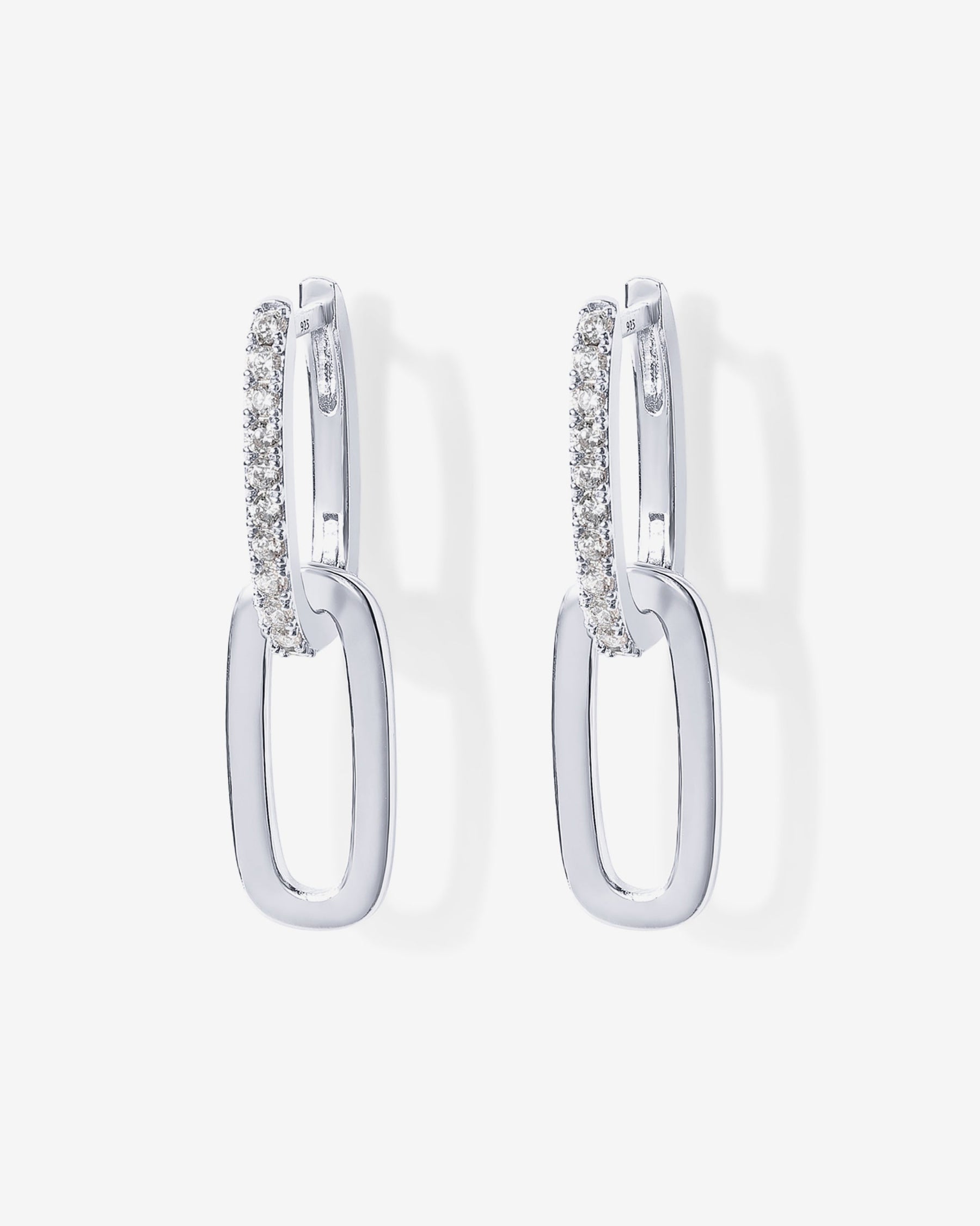 Cubic Zirconia Convertible Paperclip Link Earrings