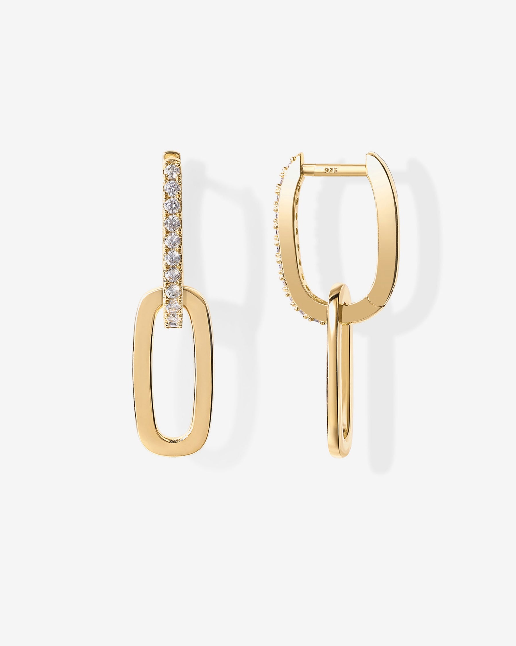 Cubic Zirconia Convertible Paperclip Link Earrings