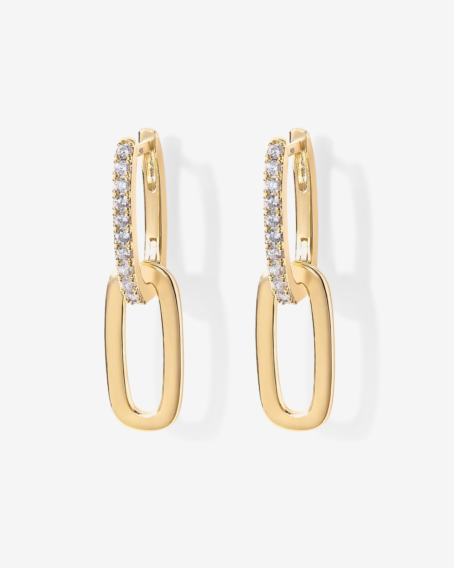 Cubic Zirconia Convertible Paperclip Link Earrings
