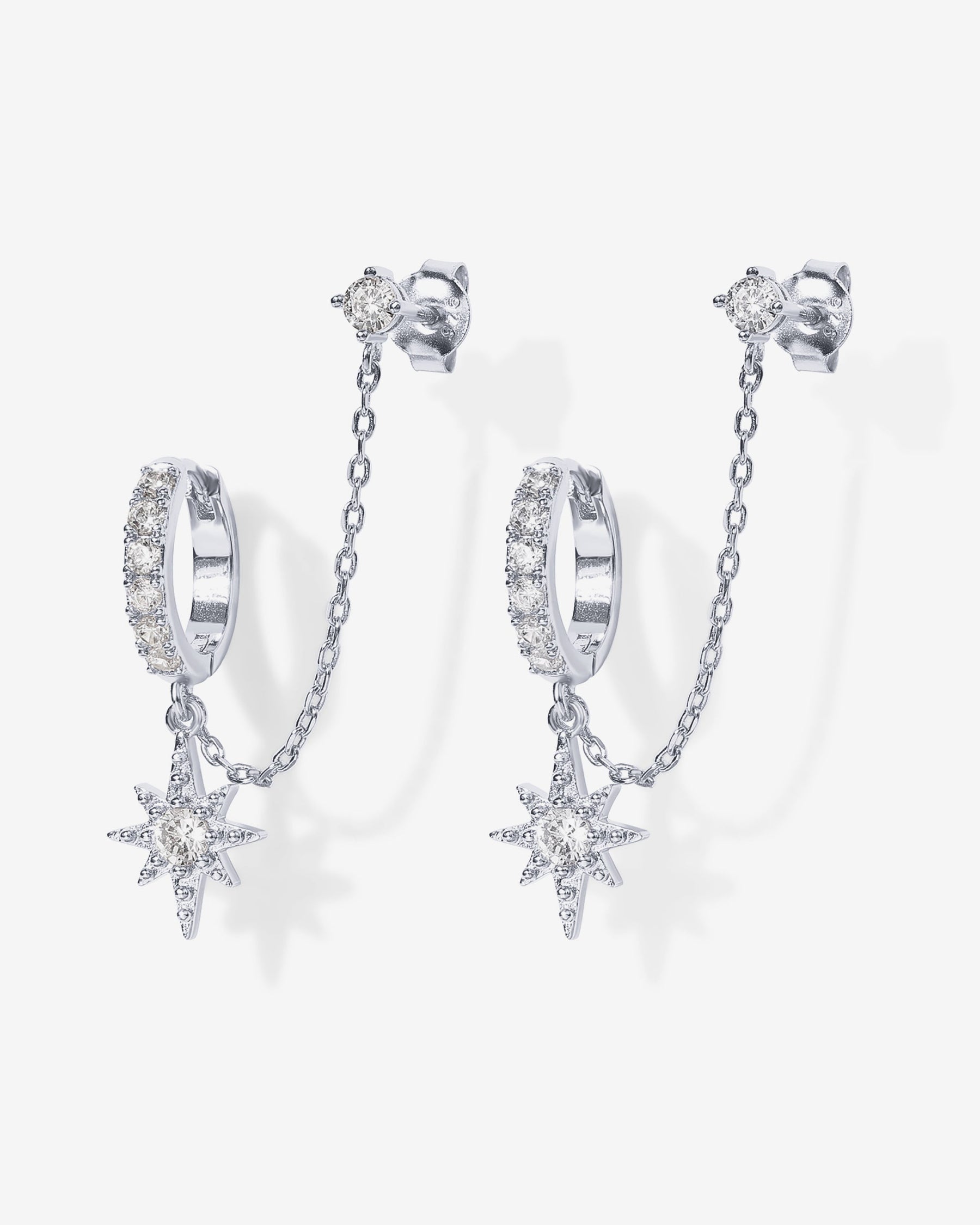 Starlight Chained Huggie Earrings