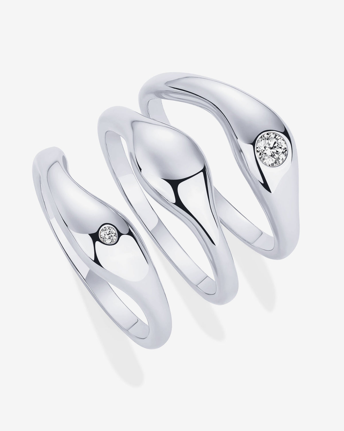Wavy Triple Ring Stack Set