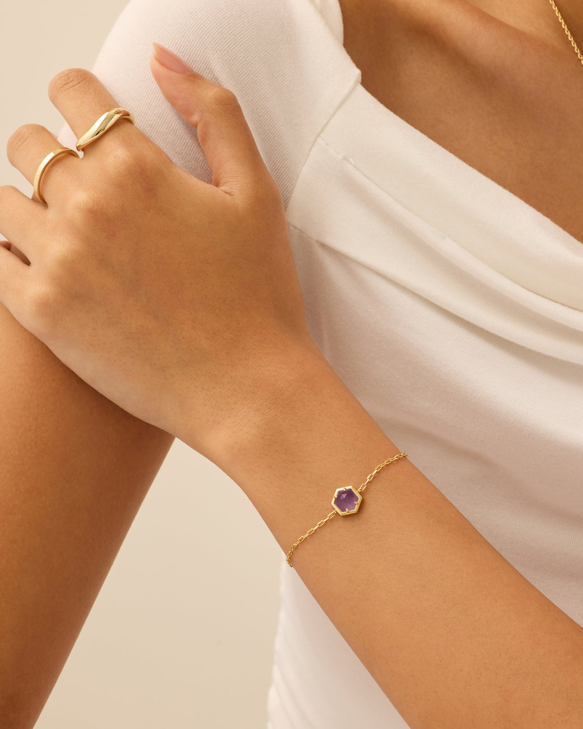 Gemstone Hexagon Bracelet