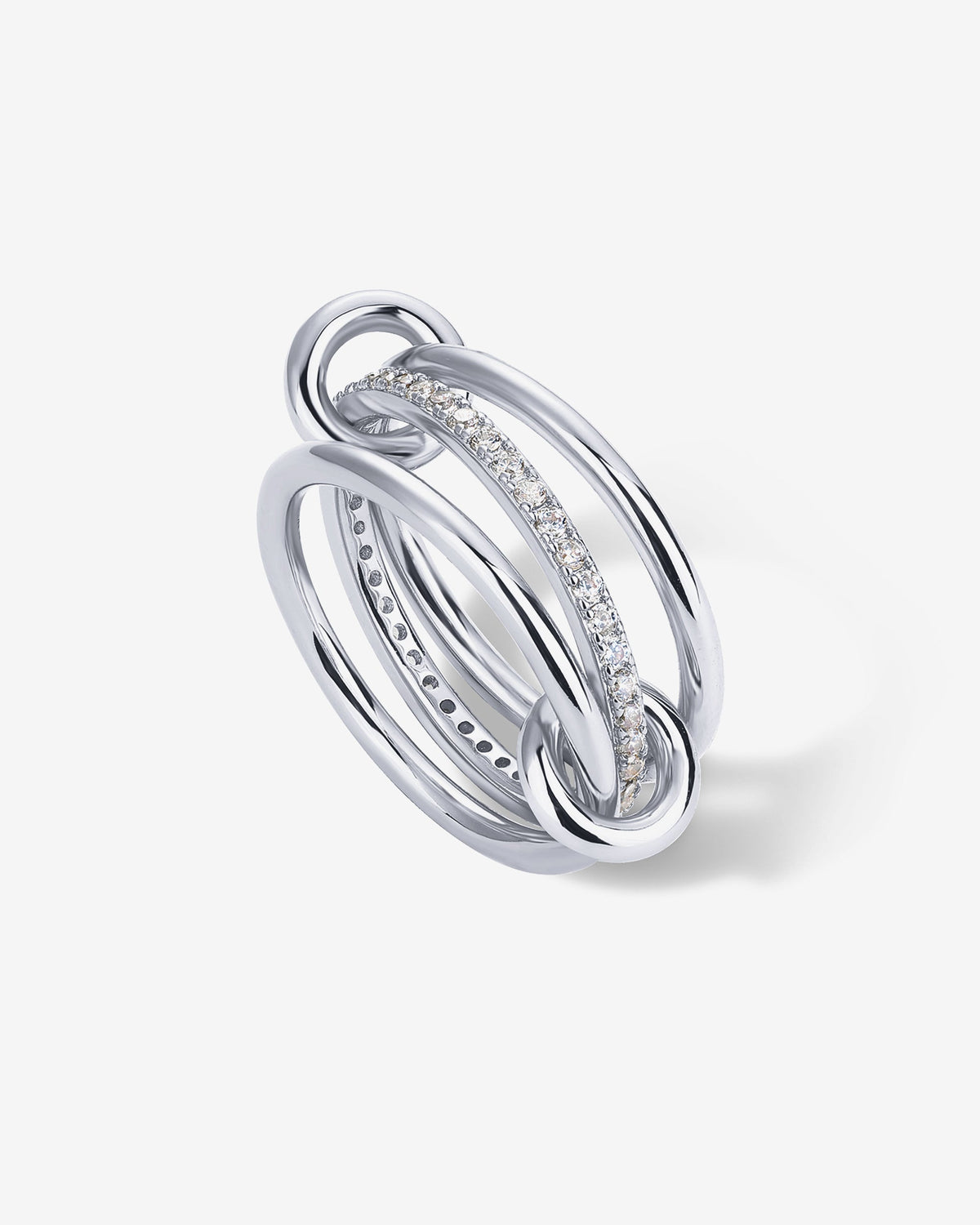 Interlocked Stack-and-Shine Statement Ring