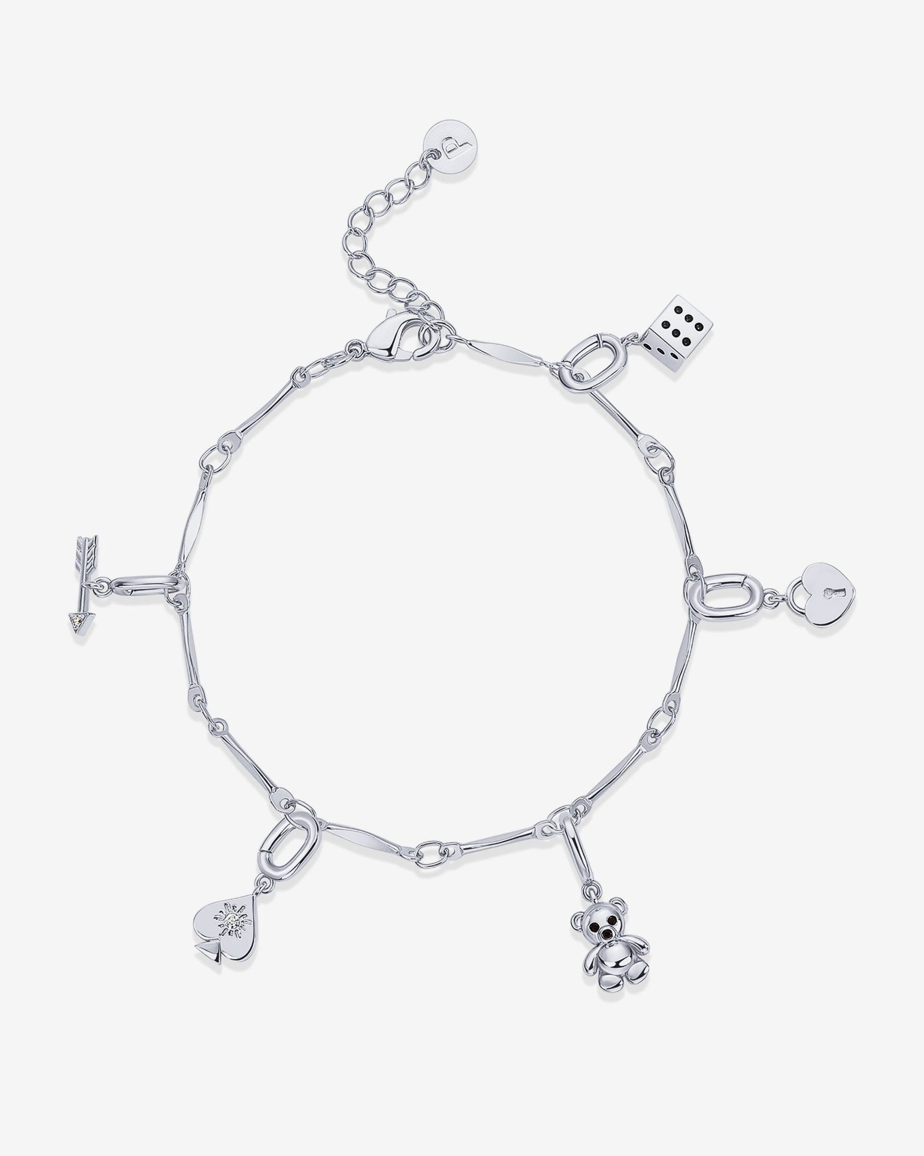 Lucky Girl Charm Twisted Bar Link Chain Bracelet Set