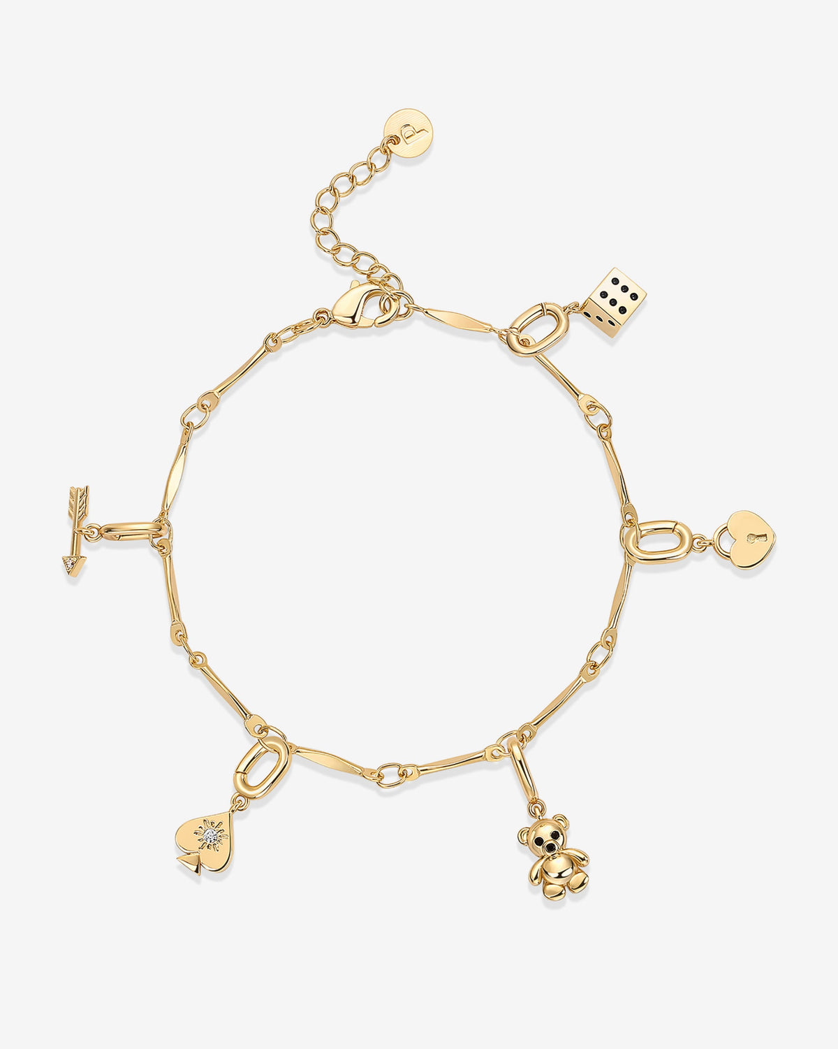 Lucky Girl Charm Twisted Bar Link Chain Bracelet Set
