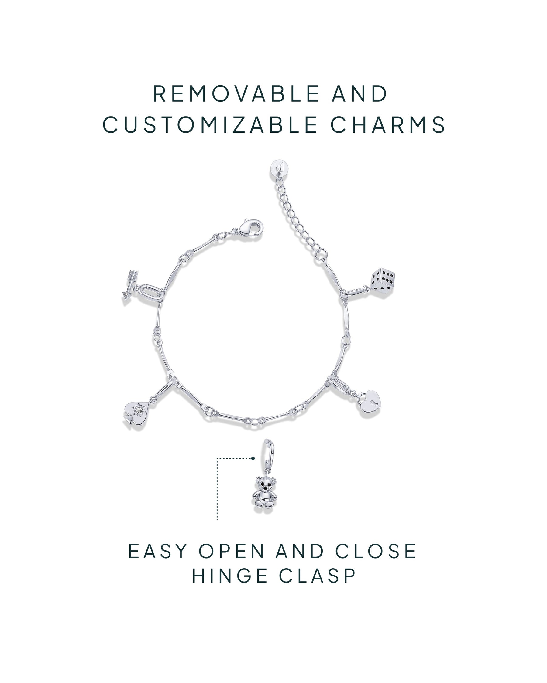 Lucky Girl Charm Twisted Bar Link Chain Bracelet Set