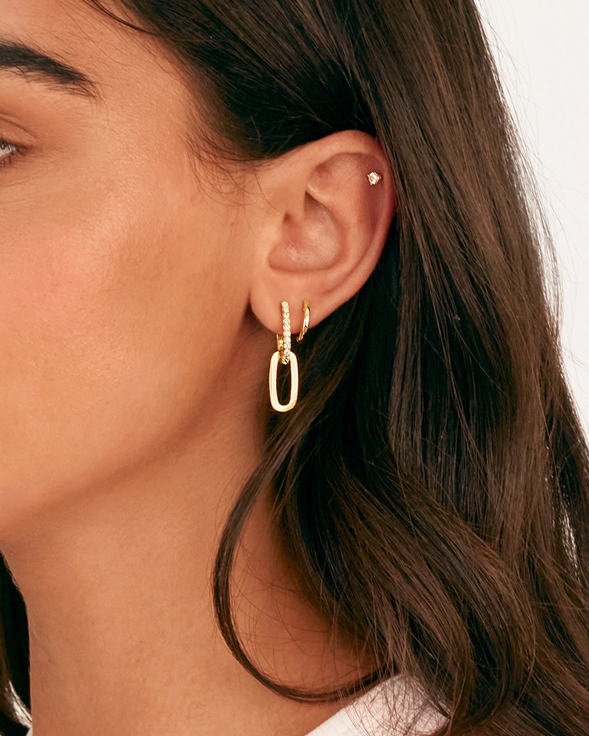 Cubic Zirconia Convertible Paperclip Link Earrings