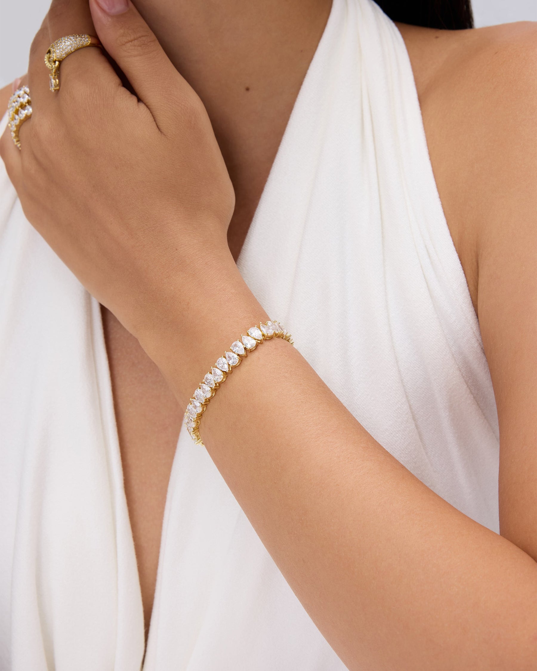 Pear Cubic Zirconia Tennis Bracelet