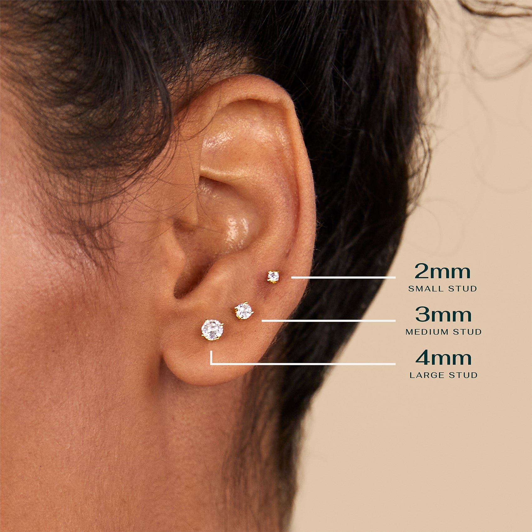 Cubic Zirconia Flat Back Studs