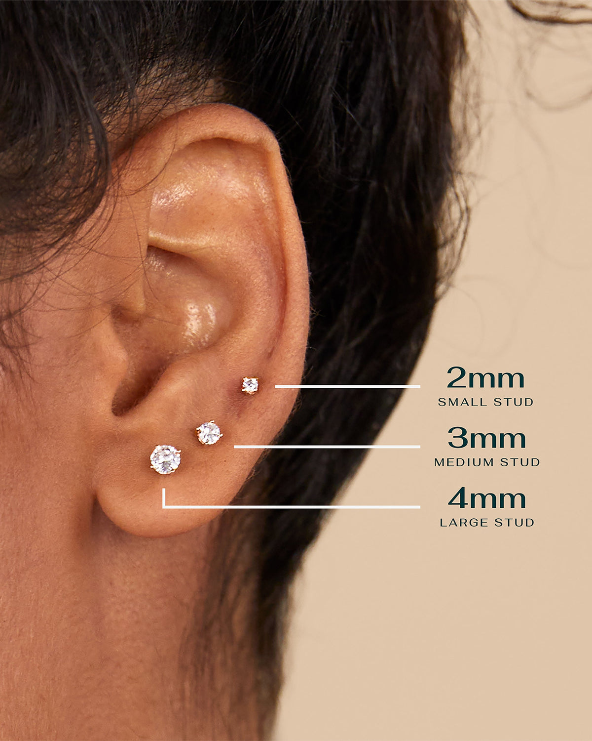 Cubic Zirconia Flat Back Studs